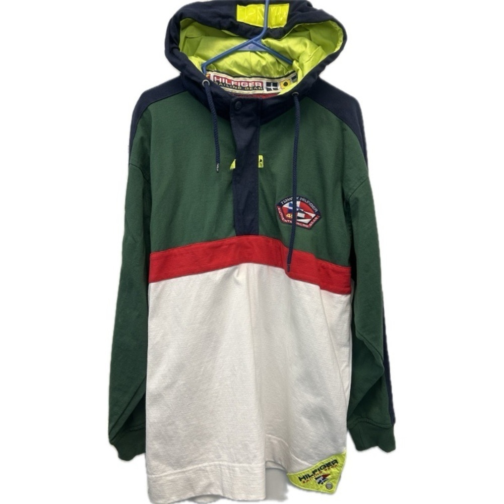 Vintage 90s Tommy Hilfiger Sailing Gear Spell Out Hoodie (Size L)